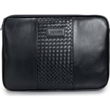 Jakamen Siyah Örgü Desenli Tablet Çantası