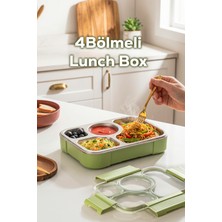 Porsima BL25239 Isı Yalıtımlı Paslanmaz Çelik Sızdırmaz Silikon Kapak 4 Bölmeli Vakumlu Yemek Termosu Beslenme Kutusu Taşınabilir Lunch Box Sefer Tası