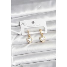Pirinç Gold Renk Zirkon Taşlı Model Kadın Küpe
