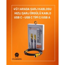 Mey Ithalat® 4'ü 1 Arada USB Hızlı Şarj ve Veri Kablosu – 65W Güç, Çoklu Bağlantı, 1.2m