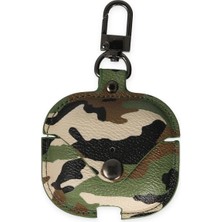 Mey Ithalat®   Airpods 3 (3.nesil) Çanta Kamuflaj Deri Kılıf - Yeşil