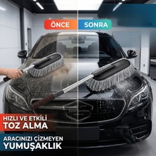 ŞüsCarOto Aksesuar Teleskopik Uzayan Saplı 2\'si 1 Arada Araç Yıkama ve Toz Alma Fırçası Araba Temizleme Püskülü 1.sınıf Oto Yıkama Mopu Mikrofiber Çizmez Pamuk Iplik