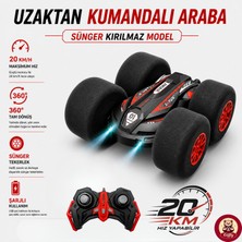 Giffy Uzaktan Kumandalı Kırılmaz Sünger Teker 20 Km/h Yapabilen 4x4 Akrobatik Drift Rc Araba LED Işıklı 360° Dönebilen Şarjlı 2.4ghz Takla Atabilen