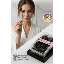 Mey Ithalat® Siyah Mini Çengelli Iğne Seti 50 Adet - 2.2 cm Paslanmaz Metal Tasarım, Hobi ve Terzi