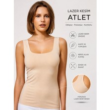 Qulat Berrak Lazer Kesim Dikişsiz Kadın Atlet – Nefes Alan Esnek Basic Atlet (Siyah/beyaz/ten)