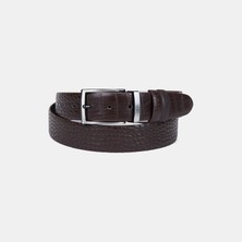 Desa Erkek Acı Kahve Kroko Desenli Klasik Deri Kemer