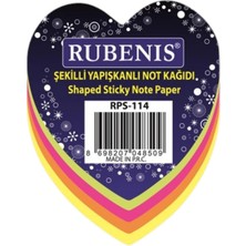 Rubenis Kalp Desenli Karışık-.4 Fosforlu Renk Yapışkanlı Not Kağıdı