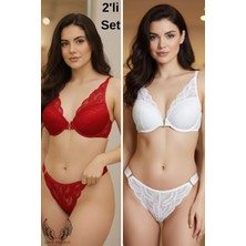 Love Angels V Detaylı Balenli Dolgusuz Ikili Iç Çamaşır Takımı