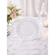 Parti Adresi Lüks Mika Tabak Desenli Plastik Parti Tabağı Şeffaf 18 cm 6'lı