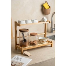 Frolde Bambu Tezgah Üstü Hazeran Bulaşıklık Organizer Düzenleyici 40X14,5X16 cm