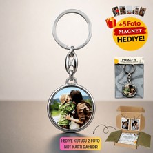 Mealtn Kişiye Özel Fotoğraflı Anahtarlık Çift Taraflı Metal Baskı + 5 Foto Magnet Hediyeli