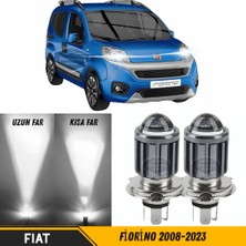 Caralp Fiat Fiorino 2008-2023 Uyumlu Mercekli Far Ampulü LED Xenon Beyaz Renk Far Şimşek Etkili Csp LED Lamba Uzun Kısa 2 Adet Takım