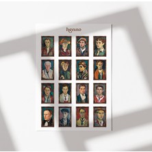 Henno Vintage Portreler Temalı Sticker Seti (1 Adet A6) | Ajanda, Defter, Planlayıcı Çıkartma Sticker