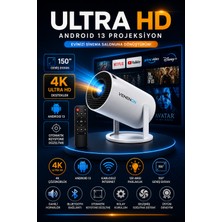 Telvesse Taşınabilir Akıllı Sinema Projeksiyon Cihazı Projektör Ekran Yansıtma Wifi Bluetooth 5.2 Sinema 502