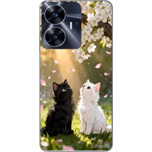 Le Balvo Realme C55 Uyumlu Ilkbahar Kedileri Baskılı Silikon Kılıf