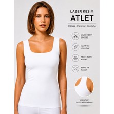 Qulat Berrak Lazer Kesim Dikişsiz Kadın Atlet – Nefes Alan Esnek Basic Atlet (Siyah/beyaz/ten) /2 Adet
