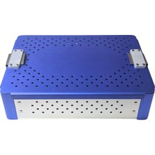 Barishan Barışhan Medikal 24X17X5.5CM Çim Matsız Mavi Yüksek Kaliteli Alüminyum Alaşımlı Cerrahi Alet Sterilizasyon ve Depolama Kutusu