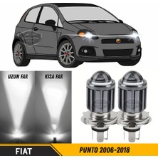 ŞüsCarOto Aksesuar Fiat Punto 2006-2018 Uyumlu Mercekli Far Ampulü LED Xenon Beyaz Renk Far Şimşek Etkili Csp LED Lamba Uzun Kısa 2 Adet Takım