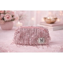 Make Bag Pembe Boncuklu Makyaj Çantası