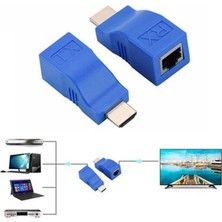 Senseı 30 Metre Hd-30 Cat6 HDMI Extender Ikili Mavi Adaptör