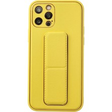 Mey Ithalat®   Iphone 12 Pro Kılıf Coco Deri Standlı Kapak - Sarı