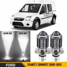 Caralp Ford Transit Connect 2002-2013 Uyumlu Mercekli Far Ampulü LED Xenon Beyaz Renk Far Şimşek Etkili Csp LED Lamba Uzun Kısa 2 Adet Takım