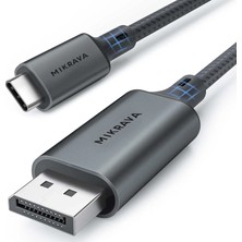 Mikrava USB C to Displayport Kablo (8K@60Hz, 4K@240Hz, 2K@360Hz) HDR10 TYPE C to DP 1.4 [Thunderbolt 5/4/3, Dex Mode Uyumlu], iPhone 15/16/17 Pro, MacBook iPad Pro/Air ile Uyumlu 2 Metre