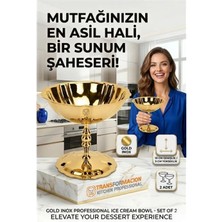 Marsilyan 2'li Profesyonel Inox Gold Paslanmaz Çelik Ayaklı Dondurma ve Tatlı Sunum Kasesi Seti 723149