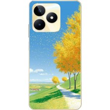 Le Balvo Realme C53 Uyumlu Sarı Sonbahar Ağacı Baskılı Silikon Kılıf