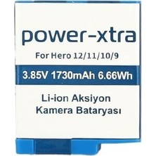 Power-Xtra - Hero 9/10/11/12 - 3.85V 1730 Mah Li-Ion Aksiyon Kamera Bataryası