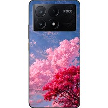 Le Balvo Poco X6 Pro Uyumlu Kırmızı Pembe Ağaçlar Baskılı Silikon Kılıf