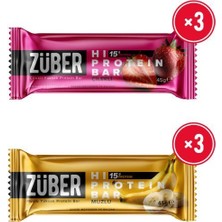 Züber Yeni Hi Protein Bar Deneme Paketi 45G x 6 Adet (Çilekli, Muzlu)