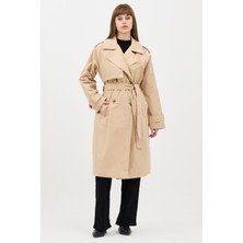 Ressho Kadın Kemerli Uzun Trençkot – Su Geçirmez, Astarlı, Oversize Model