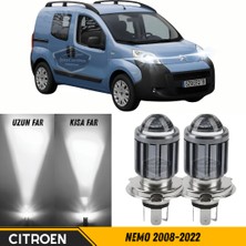 ŞüsCarOto Aksesuar Citroen Nemo 2008-2022 Uyumlu Mercekli Far Ampulü LED Xenon Beyaz Renk Far Şimşek Etkili Csp LED Lamba Uzun Kısa 2 Adet Takım
