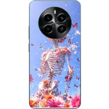 Le Balvo Realme 12 4g Uyumlu Iskelet Çiçekleri Baskılı Silikon Kılıf