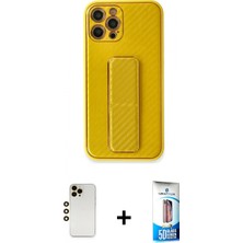 Pileli Store Pilelistore™ iPhone 12 Pro Max Kılıf Yörünge Yansıma - Siyah 5d Eko Cam Ekran Koruyucu + Shine Kamera Lens - Gd