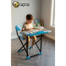 Erşen Katlanabilir Çocuk Ders Çalışma Masası Pembe Renk Masa ve Sandalyesi – Aktivite Boyama Masası