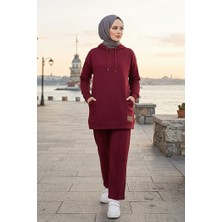 İlkimay.com Çift Cepli Kapüşonlu Ikili Takım 1668 - Bordo
