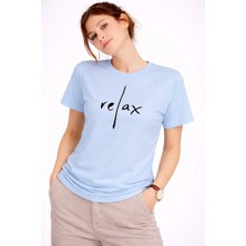 Nevermind Kadın Tişört Basic Minimal Baskılı Relax Yazılı Günlük Rahat Pamuklu