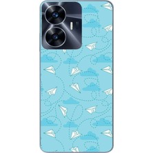 Le Balvo Realme C55 Uyumlu Kağıttan Uçak Baskılı Silikon Kılıf