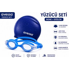 Avessa Yüzücü Seti Silikon Bone + Anti Fog Yüzücü Gözlüğü Su Geçirmez Ayarlanabilir Profesyonel Kullanım