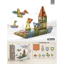 Karton Kutulu Doğal Renkler Magnetic Yapı Blokları 3D Puzzle 78 Parça 6.5 cm
