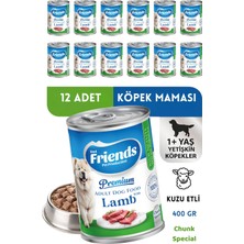 Friends Premium Kuzu Etli Yetişkin Köpek Konservesi 12 x 400 gr (Chunk Special)