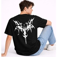 Nevermind Oversize Erkek Tişört Arkası Baskılı Streetwear Siyah Grafik Back Print Unisex T-Shirt