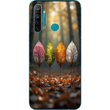 Le Balvo Realme 5i Uyumlu Dört Mevsim Yaprakları Baskılı Silikon Kılıf