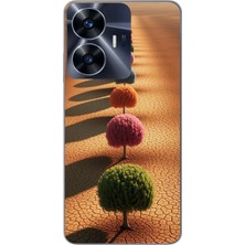 Le Balvo Realme C55 Uyumlu Sıralı Renkli Ağaçlar Baskılı Silikon Kılıf