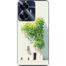 Le Balvo Realme C55 Uyumlu Sarmaşıklı Ev Baskılı Silikon Kılıf