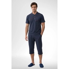 Mecit Pijama Mecit 4007 Antrasit %100 Pamuk Büyük Beden Kapri Erkek Pijama Takımı