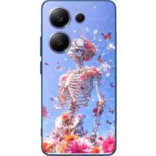 Le Balvo Poco X7 Pro Uyumlu Iskelet Çiçekleri Baskılı Silikon Kılıf