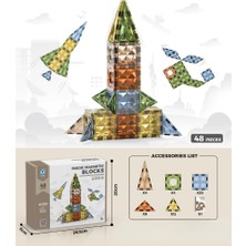 Karton Kutulu Doğal Renkler Magnetic Yapı Blokları 3D Puzzle 48 Parça 6.5 cm